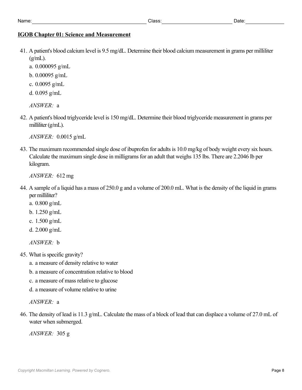 Preview page 10 of Test Bank Interactive General, Organic, & Biological Chemistry 1st Edition By Macmillan Learning