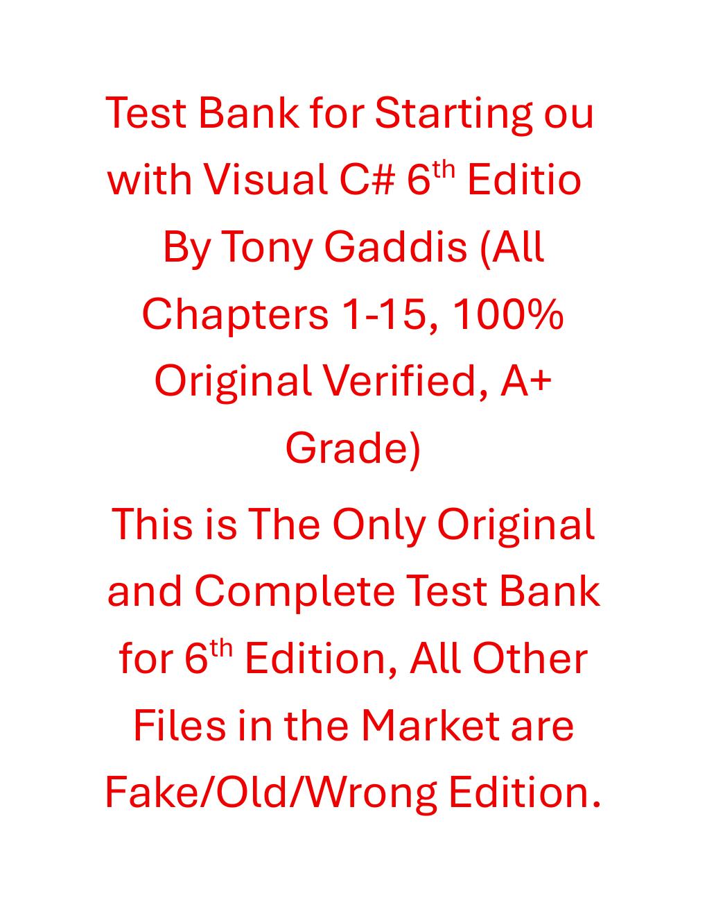 Preview page 2 of Test Bank Starting out with Visual C# 6th Edition By Tony Gaddis