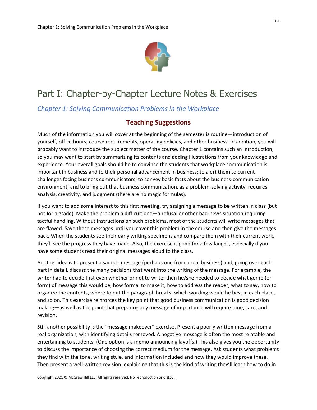 Preview page 3 of Instructor Manual Business Communication A Problem-Solving Approach 2nd Edition By Paula Lentz, Kathryn Rentz, Kristen G