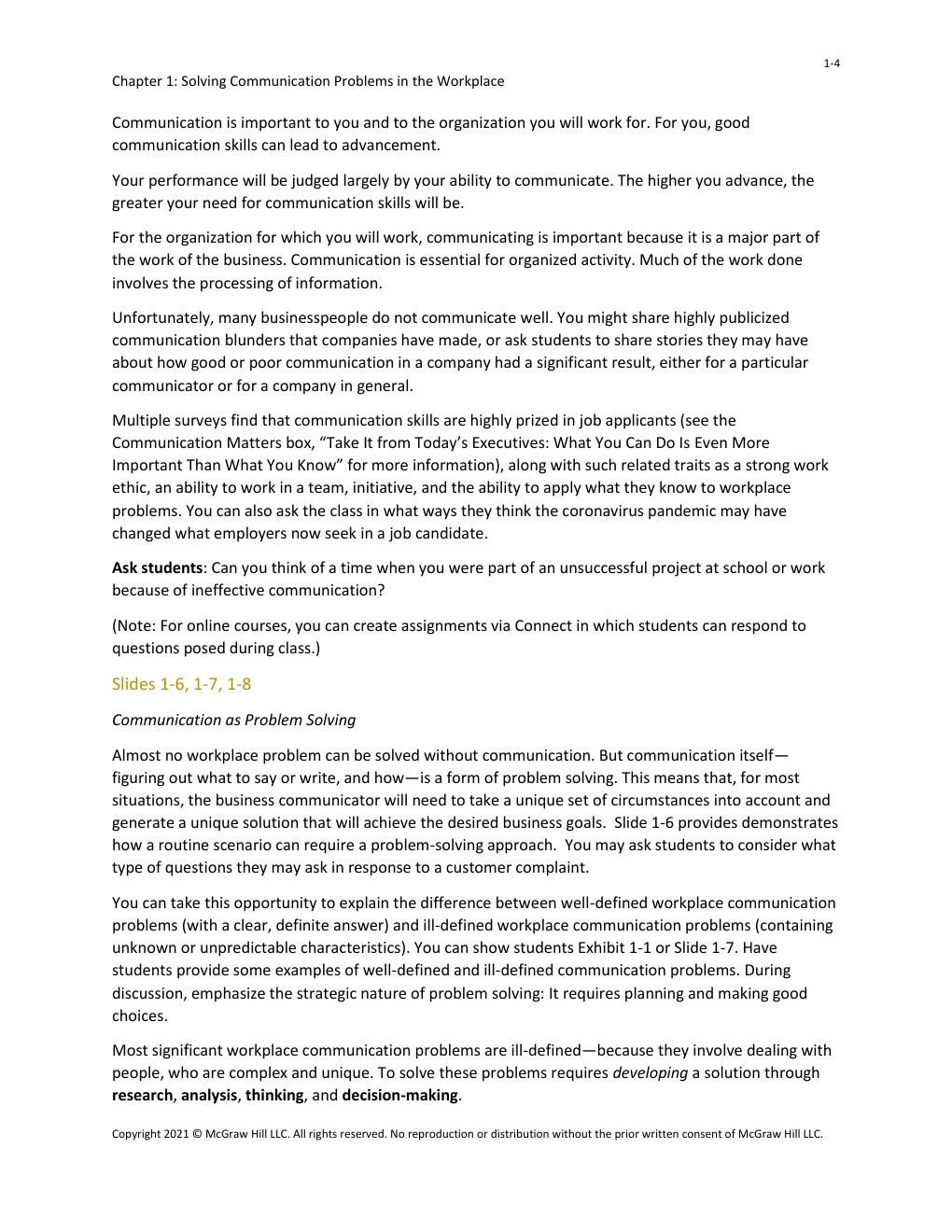 Preview page 6 of Instructor Manual Business Communication A Problem-Solving Approach 2nd Edition By Paula Lentz, Kathryn Rentz, Kristen G