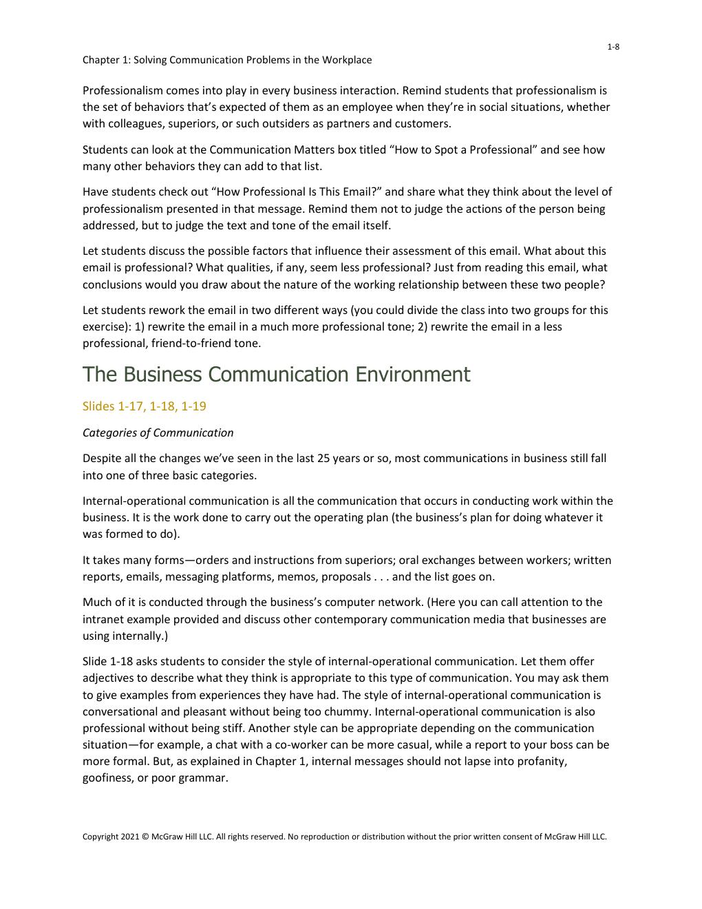 Preview page 10 of Instructor Manual Business Communication A Problem-Solving Approach 2nd Edition By Paula Lentz, Kathryn Rentz, Kristen G