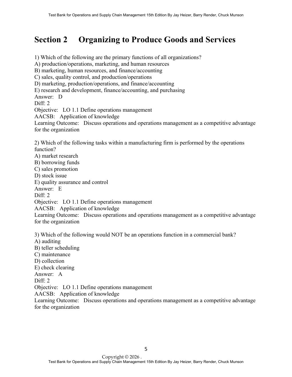 Preview page 7 of Test Bank Operations and Supply Chain Management 15th Edition By Jay Heizer, Barry Render, Chuck Munson