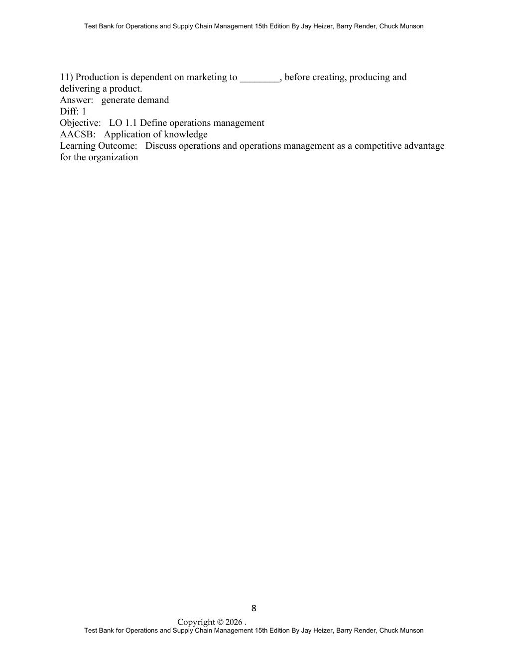 Preview page 10 of Test Bank Operations and Supply Chain Management 15th Edition By Jay Heizer, Barry Render, Chuck Munson