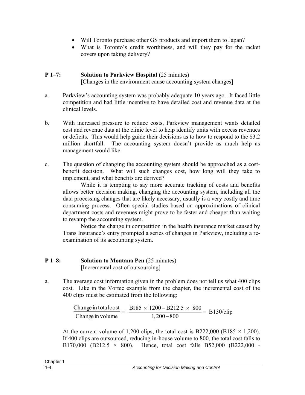 Preview page 6 of Solutions Manual Accounting for Decision Making and Control 10th Edition By Jerold Zimmerman