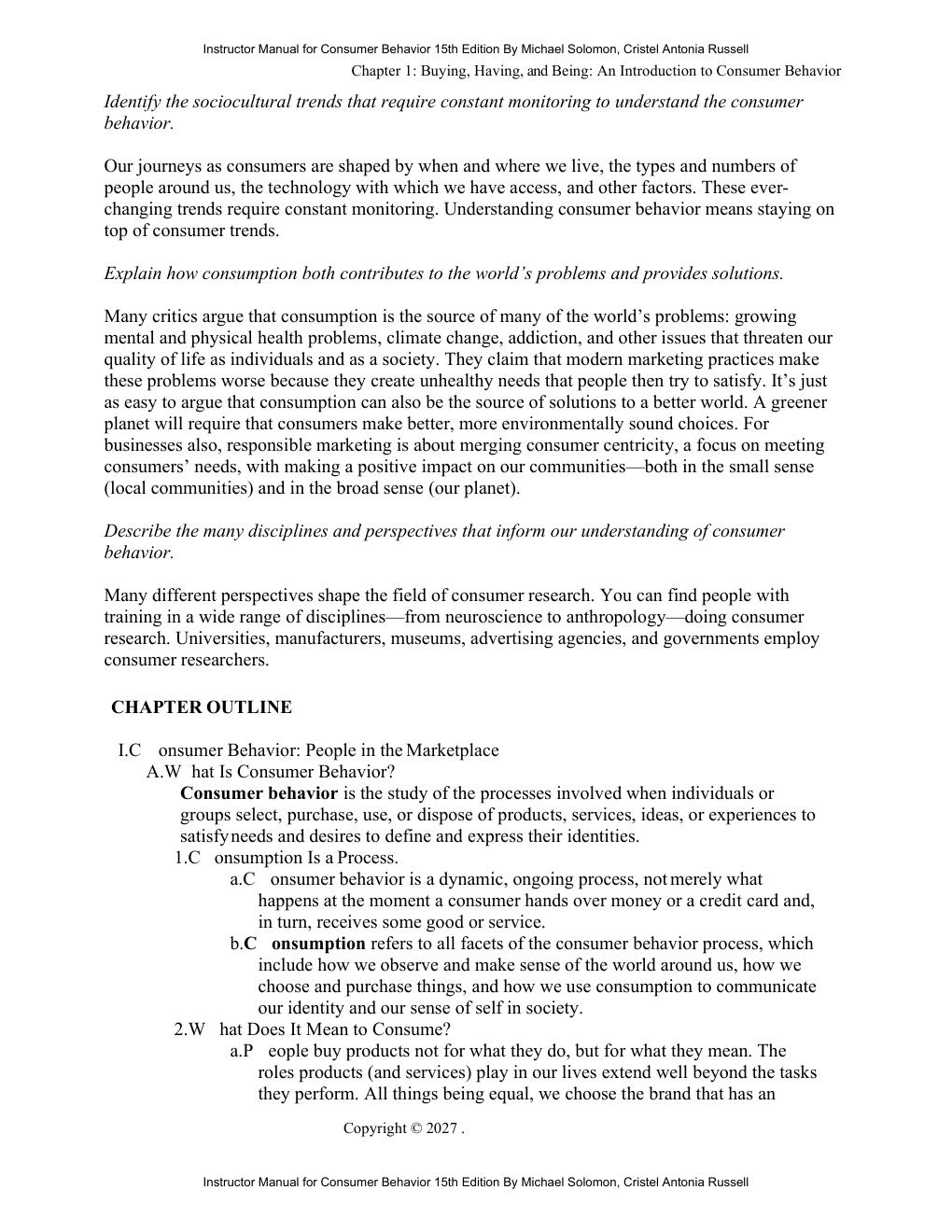 Preview page 4 of Instructor Manual Consumer Behavior 15th Edition By Michael Solomon, Cristel Antonia Russell