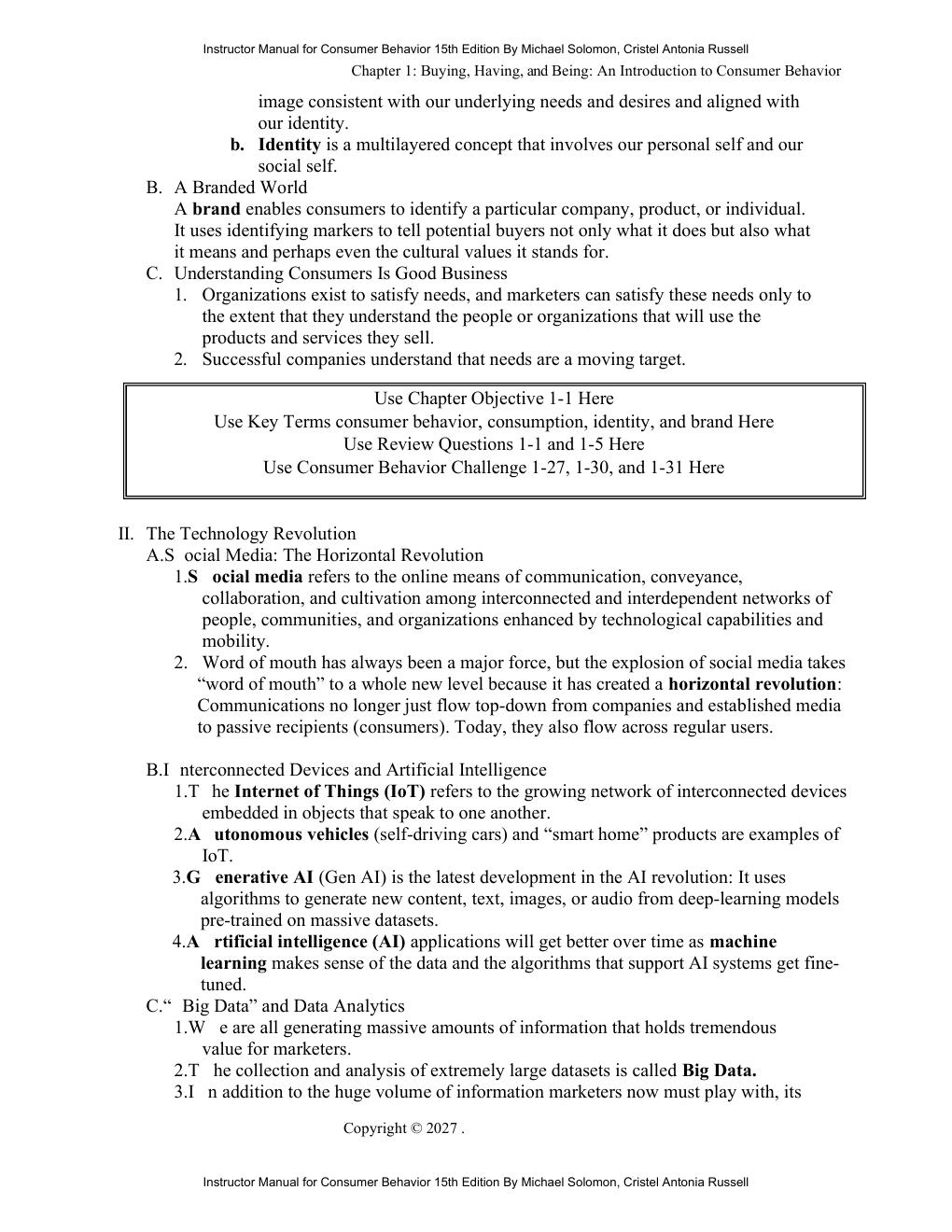 Preview page 5 of Instructor Manual Consumer Behavior 15th Edition By Michael Solomon, Cristel Antonia Russell
