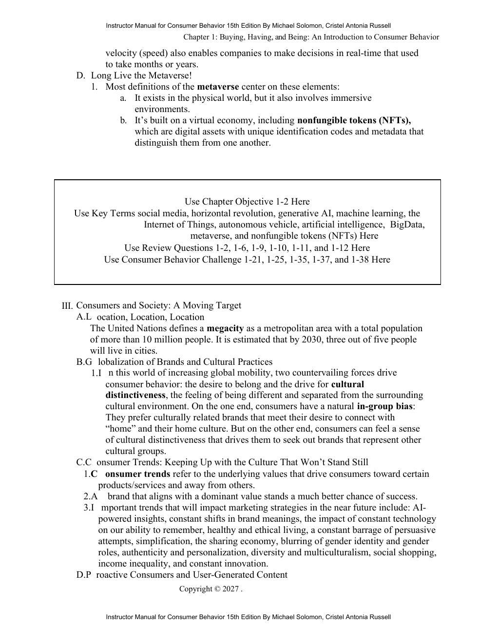 Preview page 6 of Instructor Manual Consumer Behavior 15th Edition By Michael Solomon, Cristel Antonia Russell