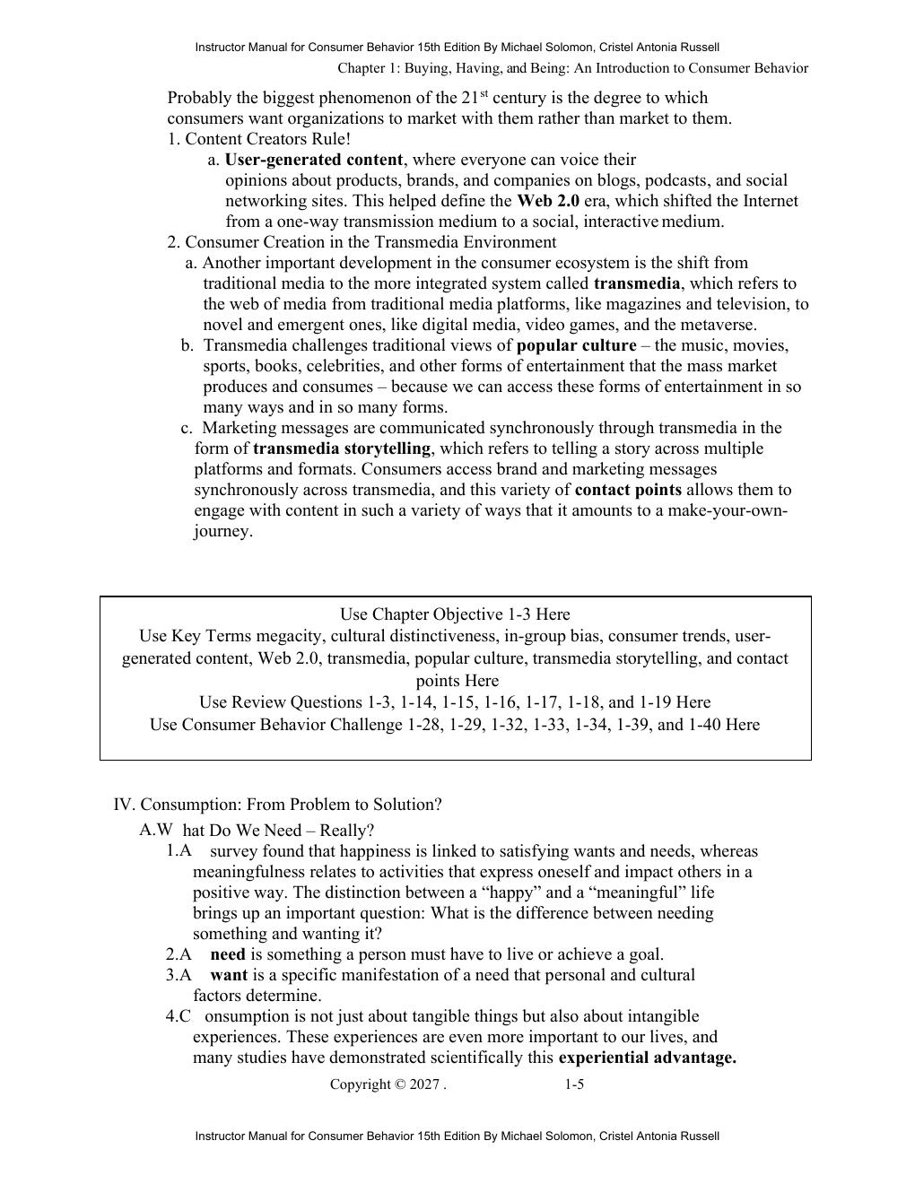 Preview page 7 of Instructor Manual Consumer Behavior 15th Edition By Michael Solomon, Cristel Antonia Russell