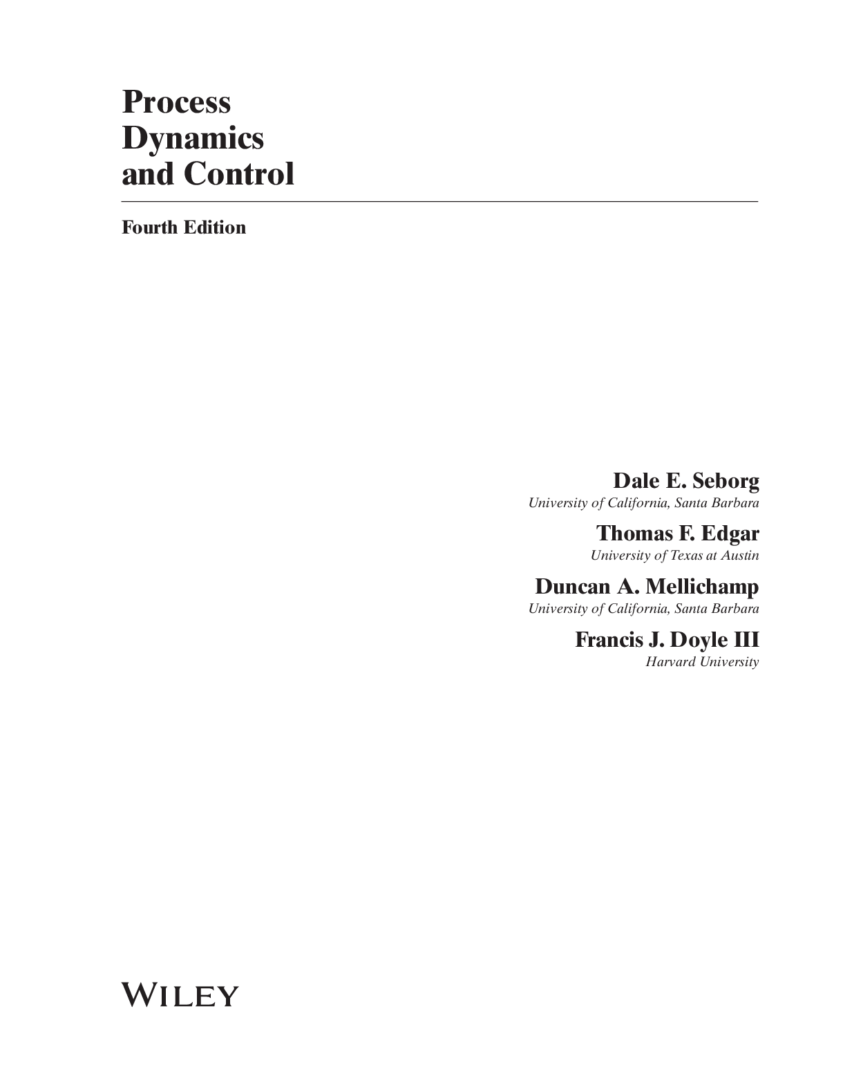 Preview of Process Dynamics and Control 4th Edition By Dale Seborg, Thomas Edgar, Duncan Mellichamp,