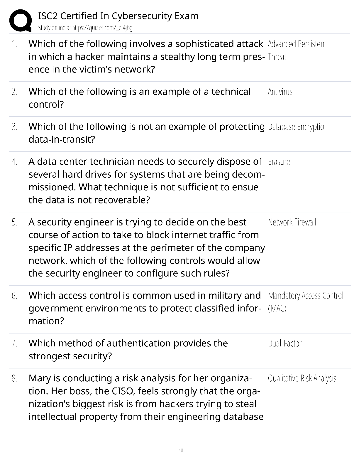 ISC2 Certified in Cybersecurity Exam / score 100% / 2025 update / CC test bank study guide