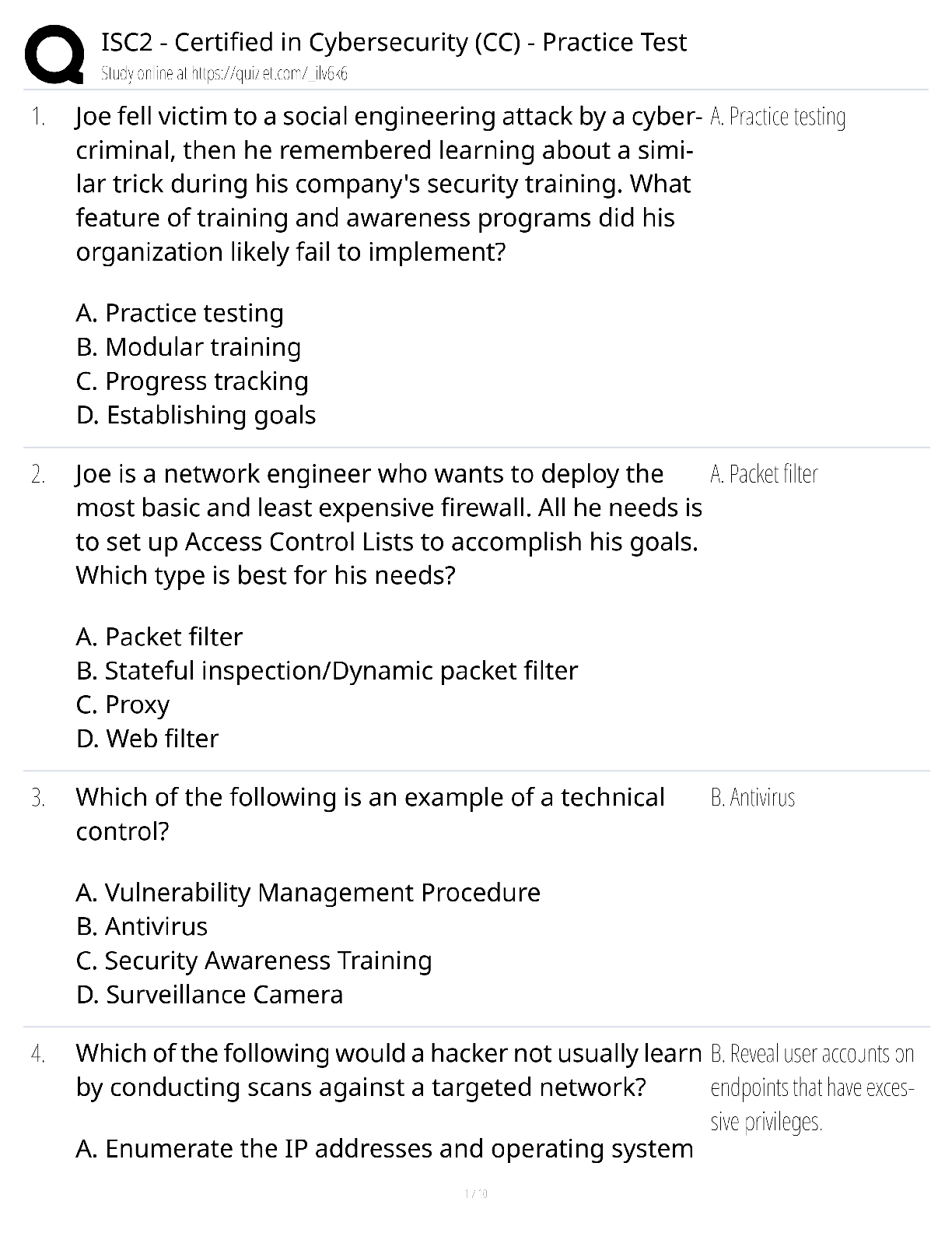 ISC2 Certified in Cybersecurity CC Practice Test / score 100% / 2025 update / exam prep test bank