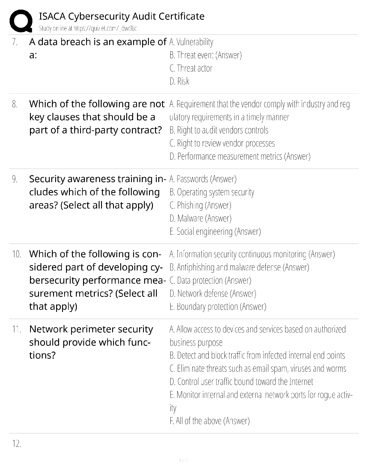 Preview page 2 of Comprehensive IT Cybersecurity Certification Course Modules / score 100% / 2025 update / full training exam prep