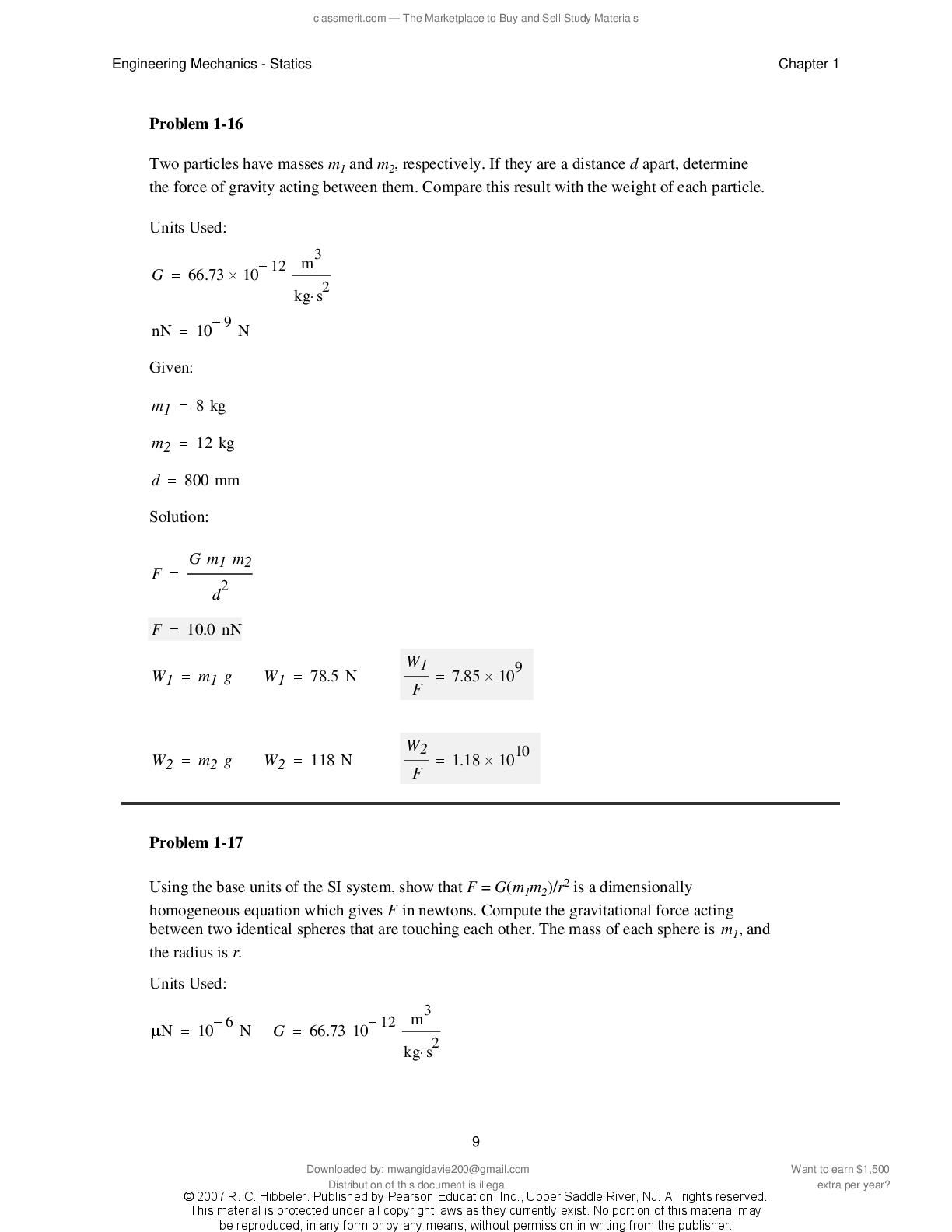 Preview page 10 of Solutions Manual Engineering Mechanics Statics 11th Edition By R.C.Hibbeler 2026/2027 UPDATE