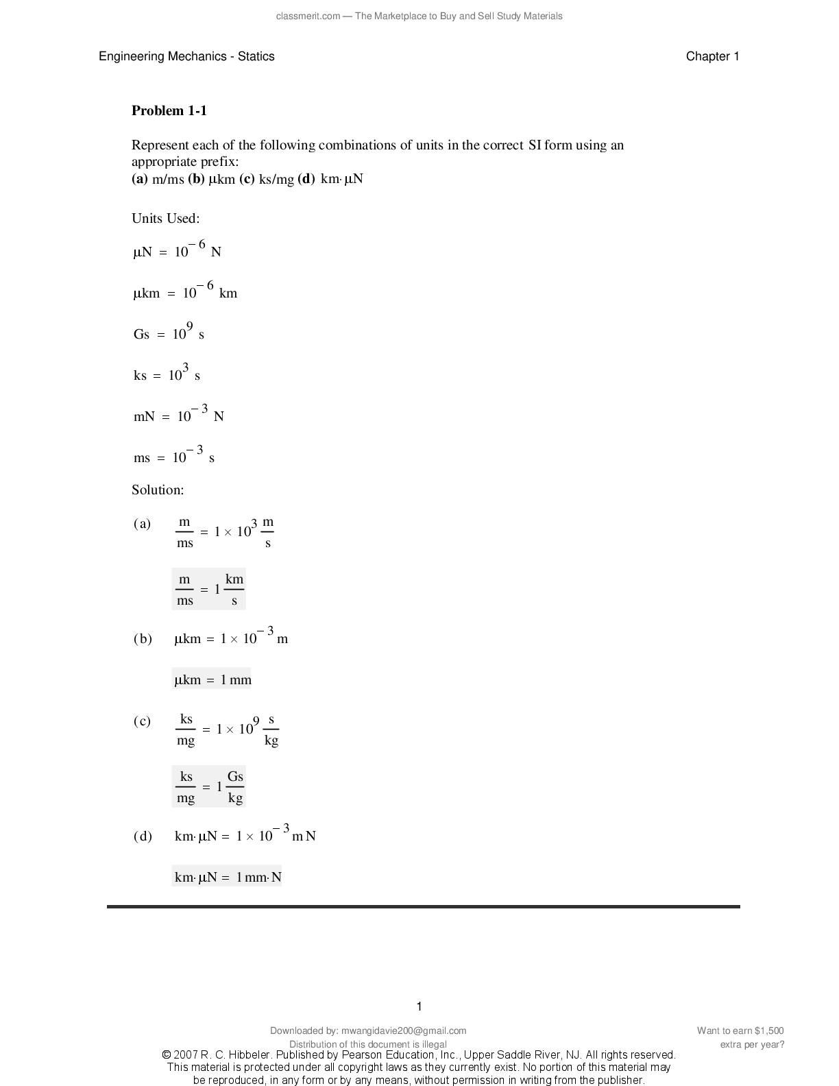 Preview page 2 of Solutions Manual Engineering Mechanics Statics 11th Edition By R.C.Hibbeler 2026/2027 UPDATE