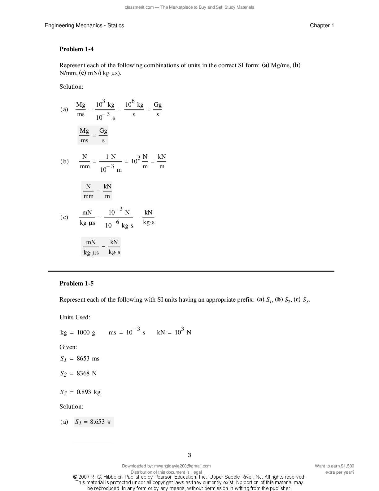 Preview page 4 of Solutions Manual Engineering Mechanics Statics 11th Edition By R.C.Hibbeler 2026/2027 UPDATE