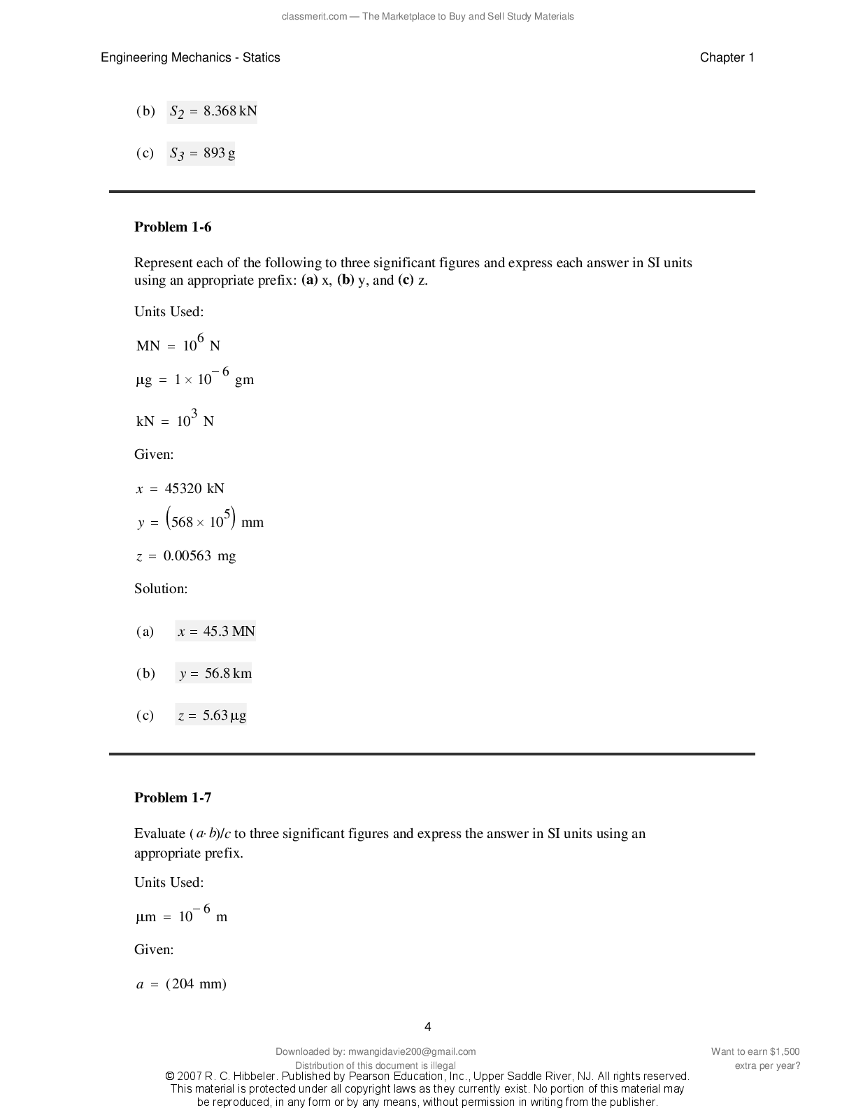 Preview page 5 of Solutions Manual Engineering Mechanics Statics 11th Edition By R.C.Hibbeler 2026/2027 UPDATE