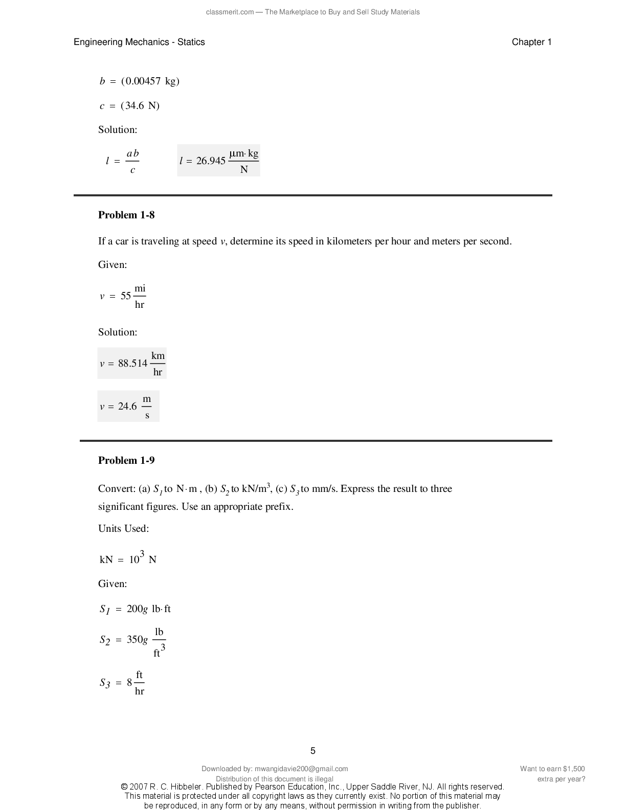 Preview page 6 of Solutions Manual Engineering Mechanics Statics 11th Edition By R.C.Hibbeler 2026/2027 UPDATE