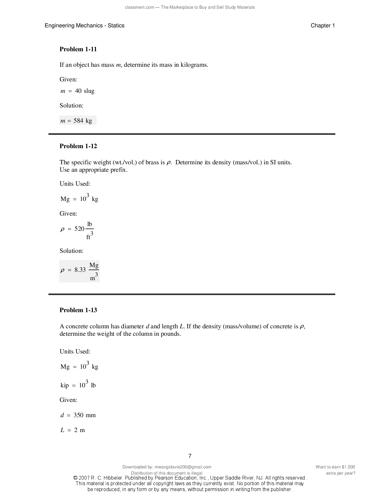 Preview page 8 of Solutions Manual Engineering Mechanics Statics 11th Edition By R.C.Hibbeler 2026/2027 UPDATE