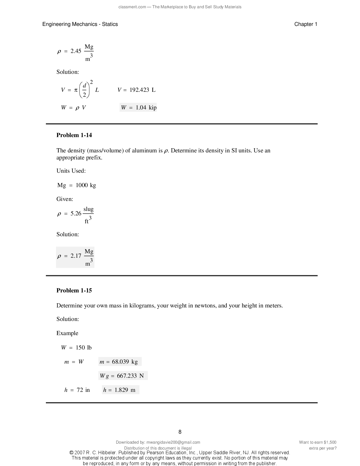 Preview page 9 of Solutions Manual Engineering Mechanics Statics 11th Edition By R.C.Hibbeler 2026/2027 UPDATE
