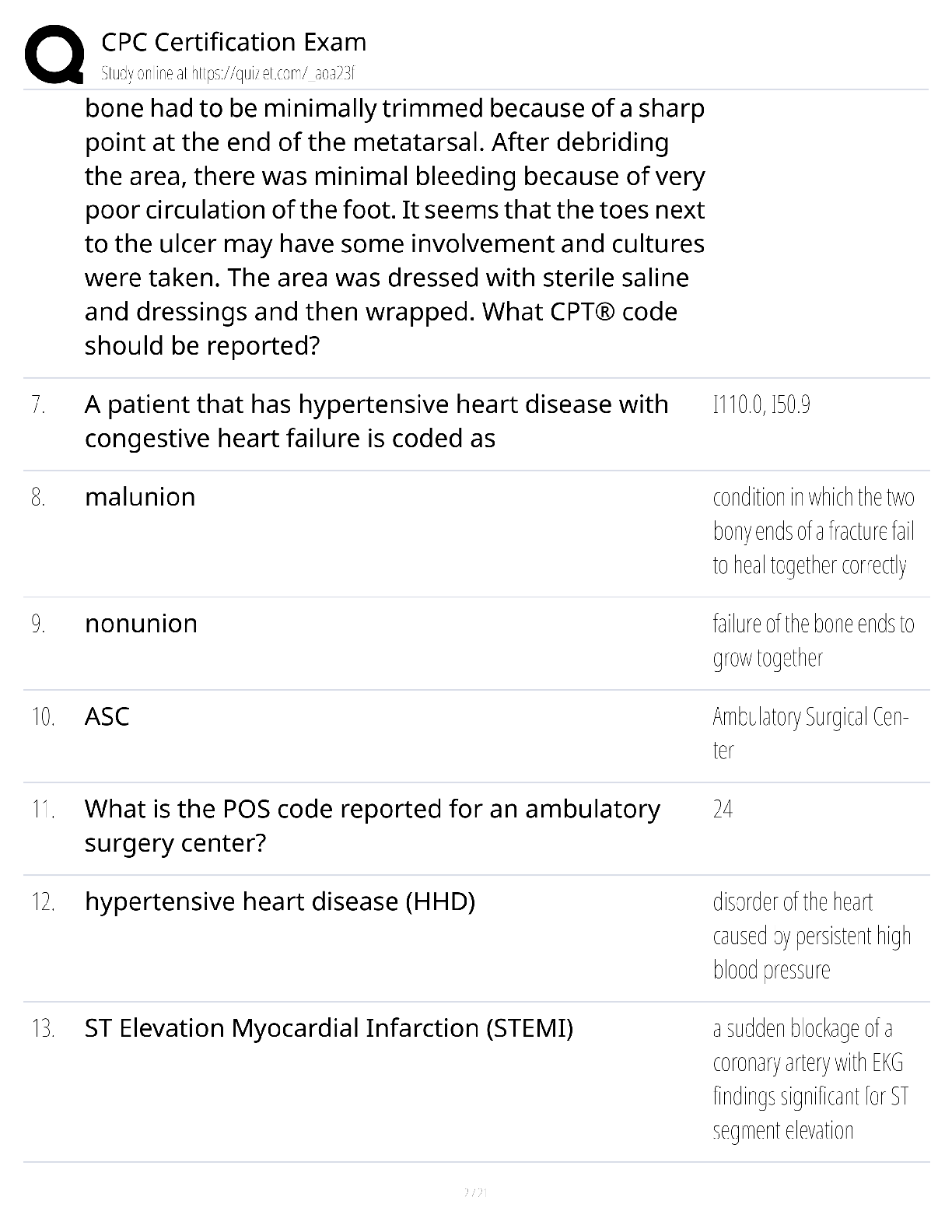 Preview page 2 of CPC Certification Exam / score 100% / 2025 update / medical coding test bank study guide