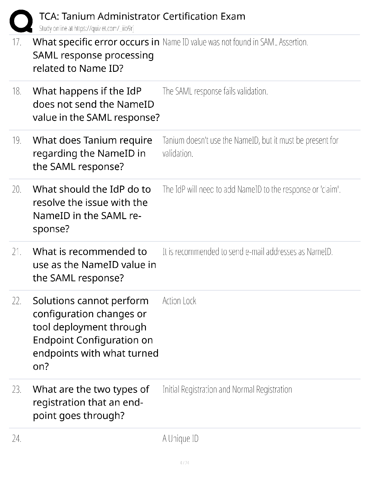 Preview page 4 of TCA Tanium Administrator Certification Exam / score 100% / 2025 update / endpoint management study guide