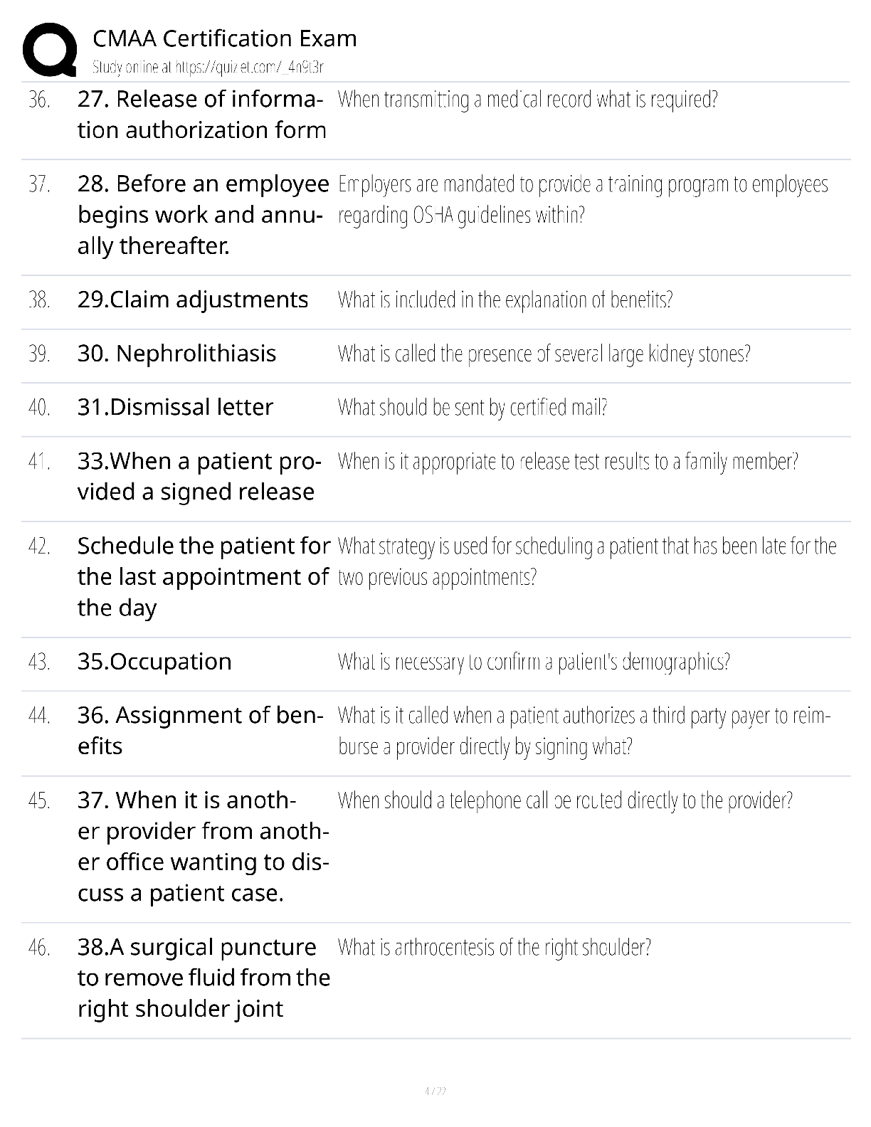Preview page 4 of CMAA Certification Exam / score 100% / 2025 update / NHA medical assistant test bank study guide