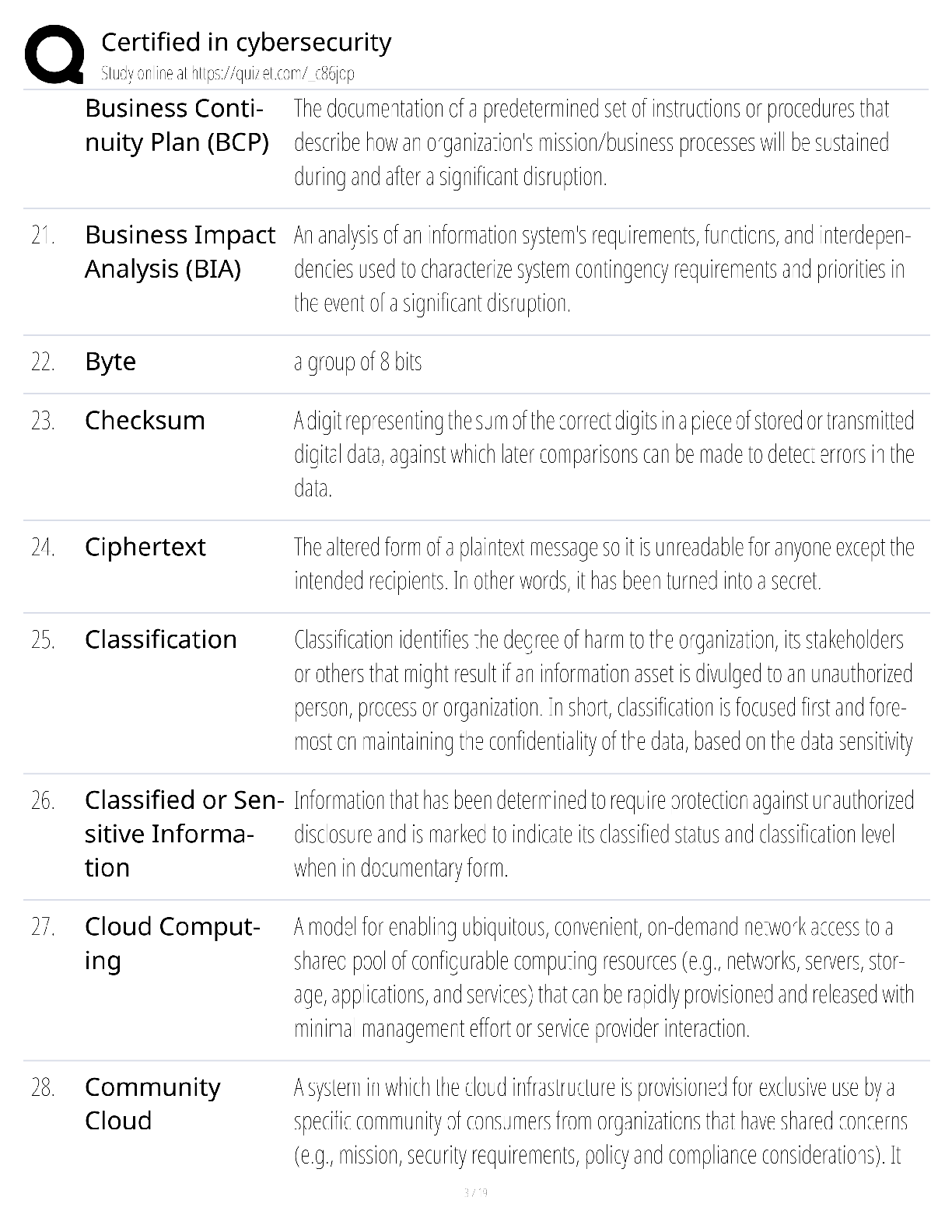 Preview page 3 of Certified in Cybersecurity / score 100% / 2025 update / ISC2 CC exam prep study guide