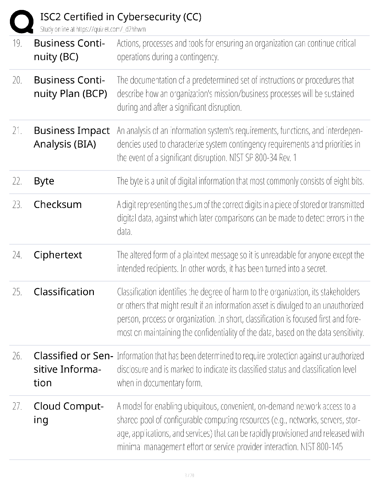 Preview page 3 of ISC2 Certified in Cybersecurity CC / score 100% / 2025 update / exam prep study guide