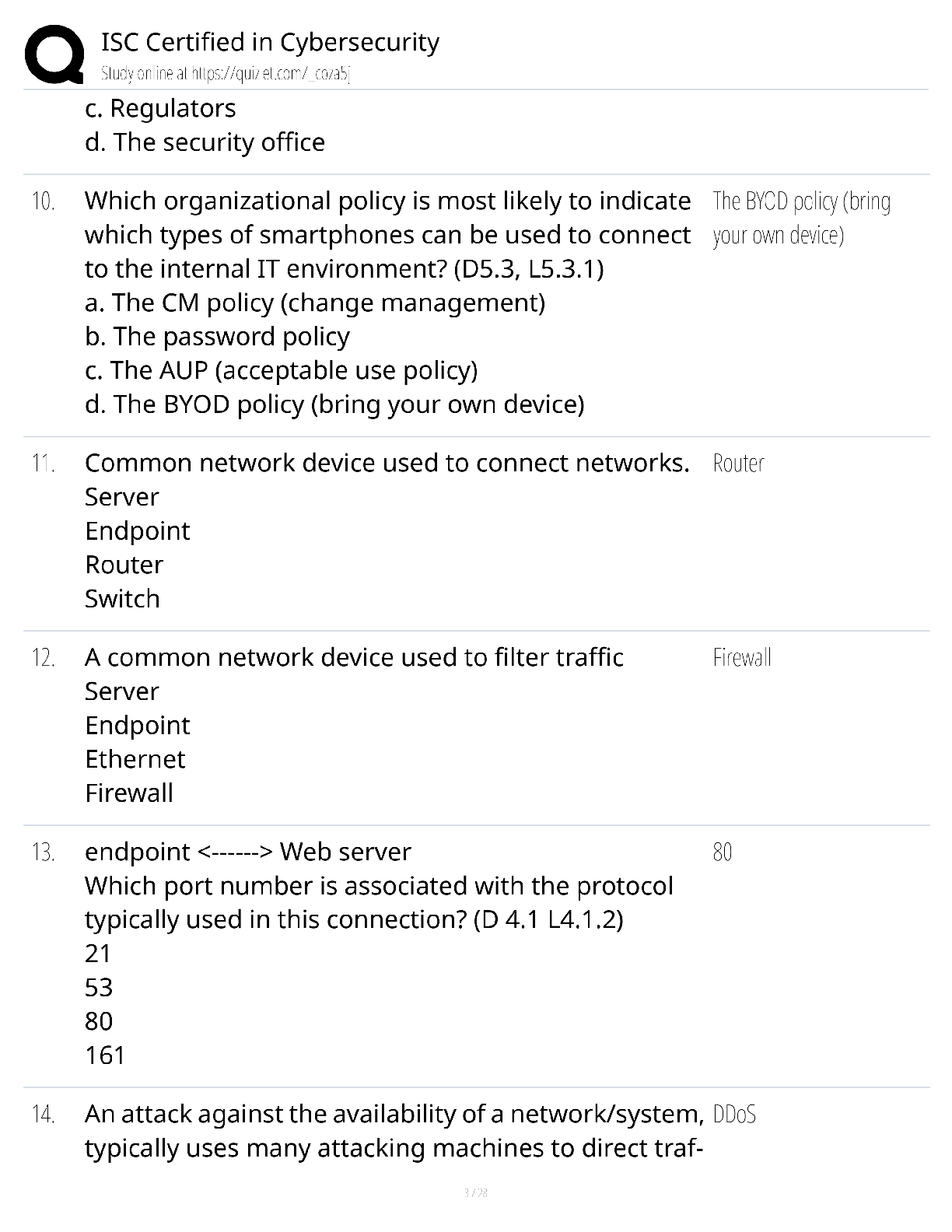 Preview page 3 of ISC Certified in Cybersecurity / score 100% / 2025 update / CC exam prep study guide