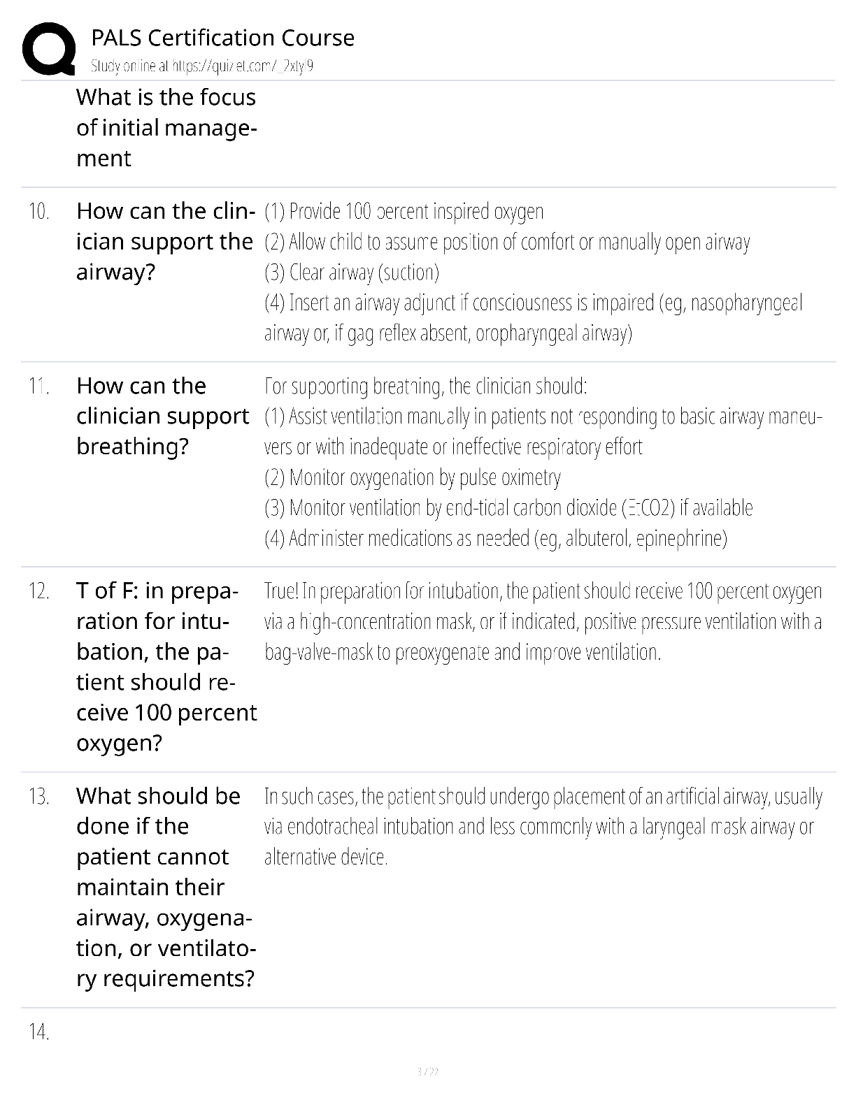 Preview page 3 of PALS Certification Course / score 100% / 2025 update / AHA pediatric exam prep study guide