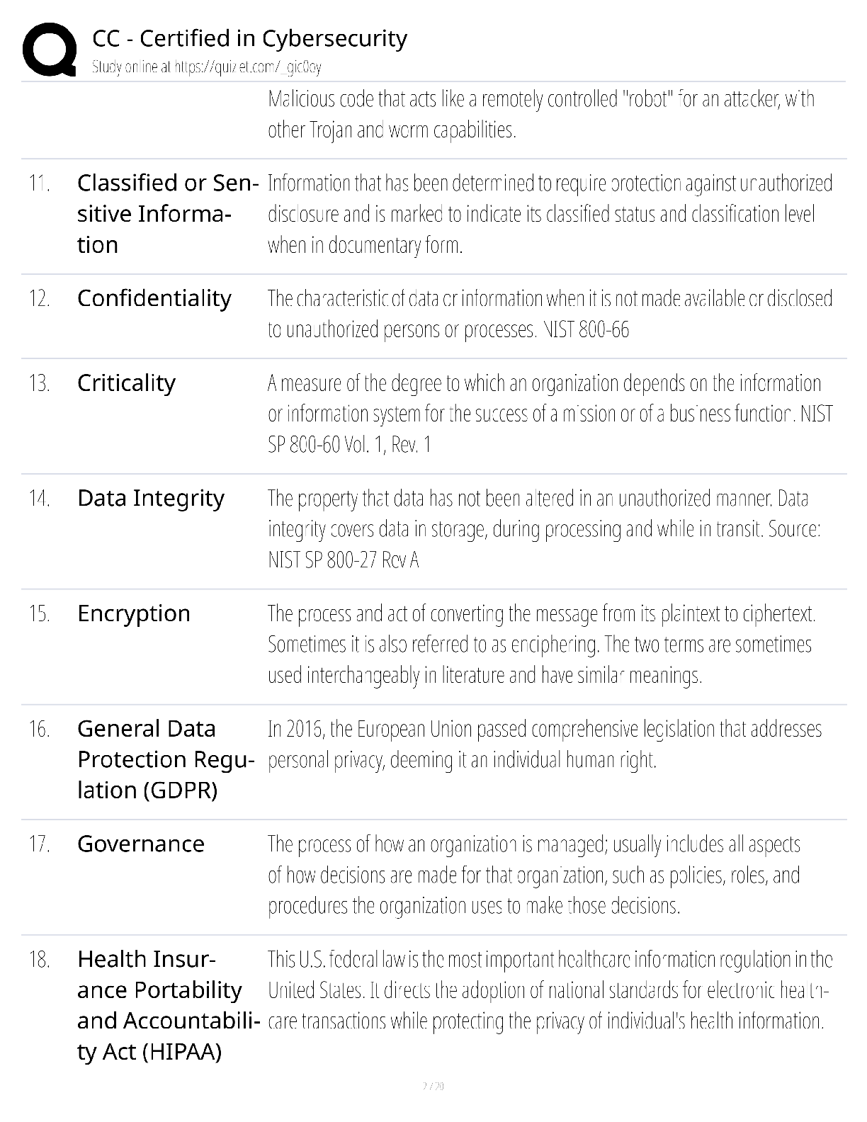 Preview page 2 of CC Certified in Cybersecurity / score 100% / 2025 update / ISC2 exam prep study guide