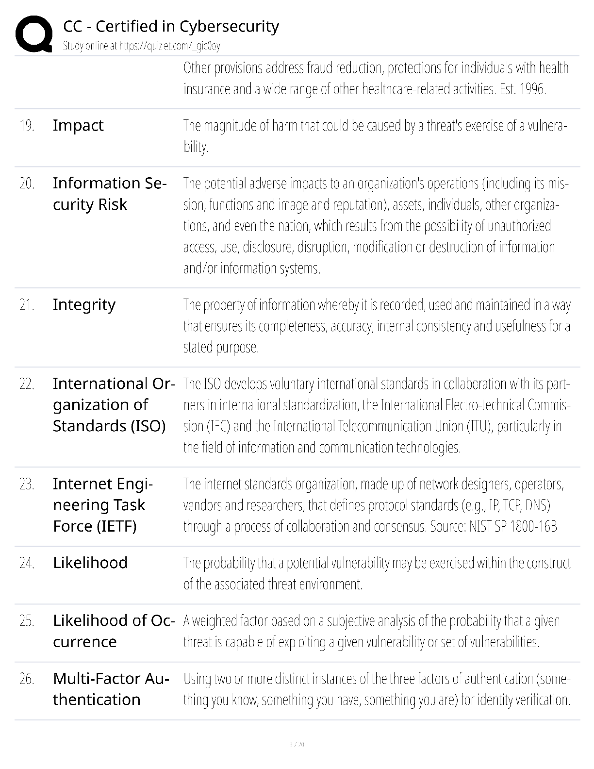 Preview page 3 of CC Certified in Cybersecurity / score 100% / 2025 update / ISC2 exam prep study guide
