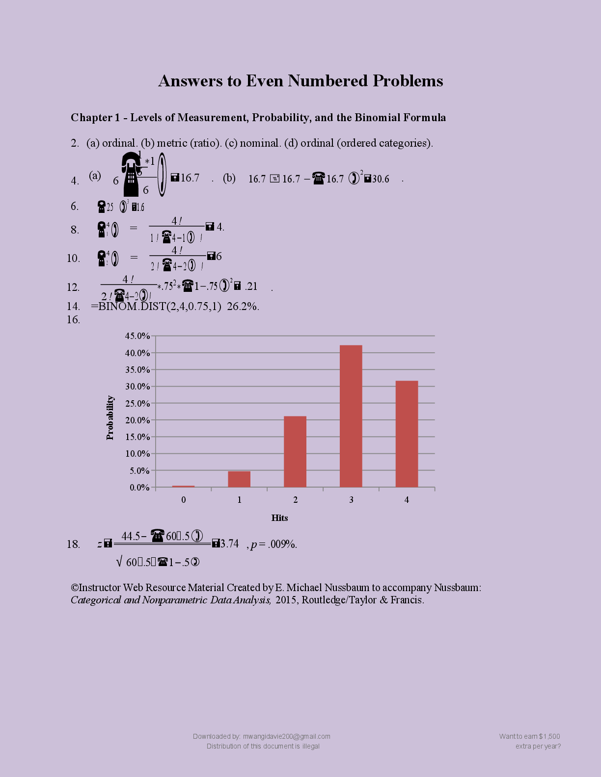 Preview page 3 of SOLUTIONS  MANUAL FOR  CATEGORICAL AND   NONPARAMETRIC  DATA ANALYSIS   CHOOSING THE  BEST 2026/2027  UPDATE