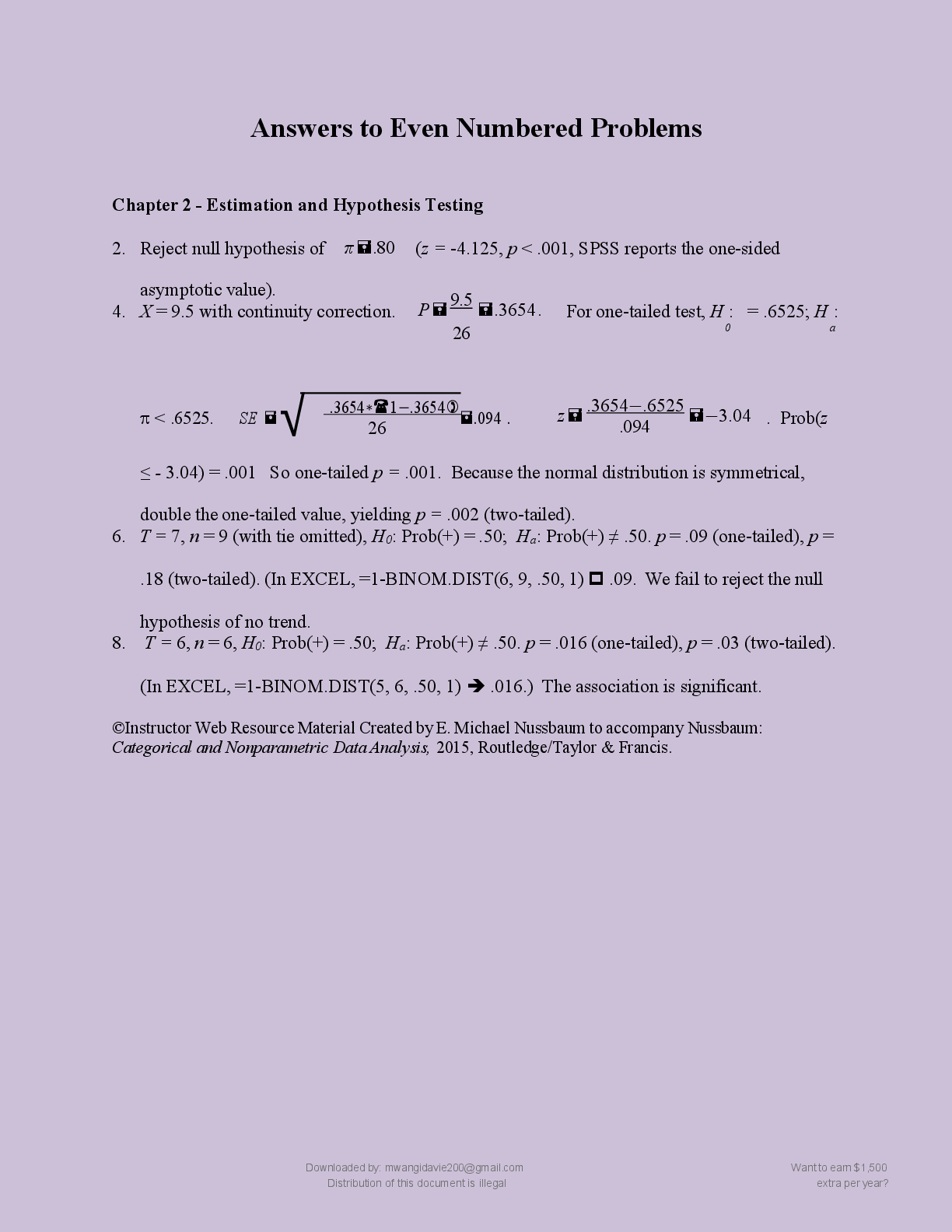 Preview page 4 of SOLUTIONS  MANUAL FOR  CATEGORICAL AND   NONPARAMETRIC  DATA ANALYSIS   CHOOSING THE  BEST 2026/2027  UPDATE