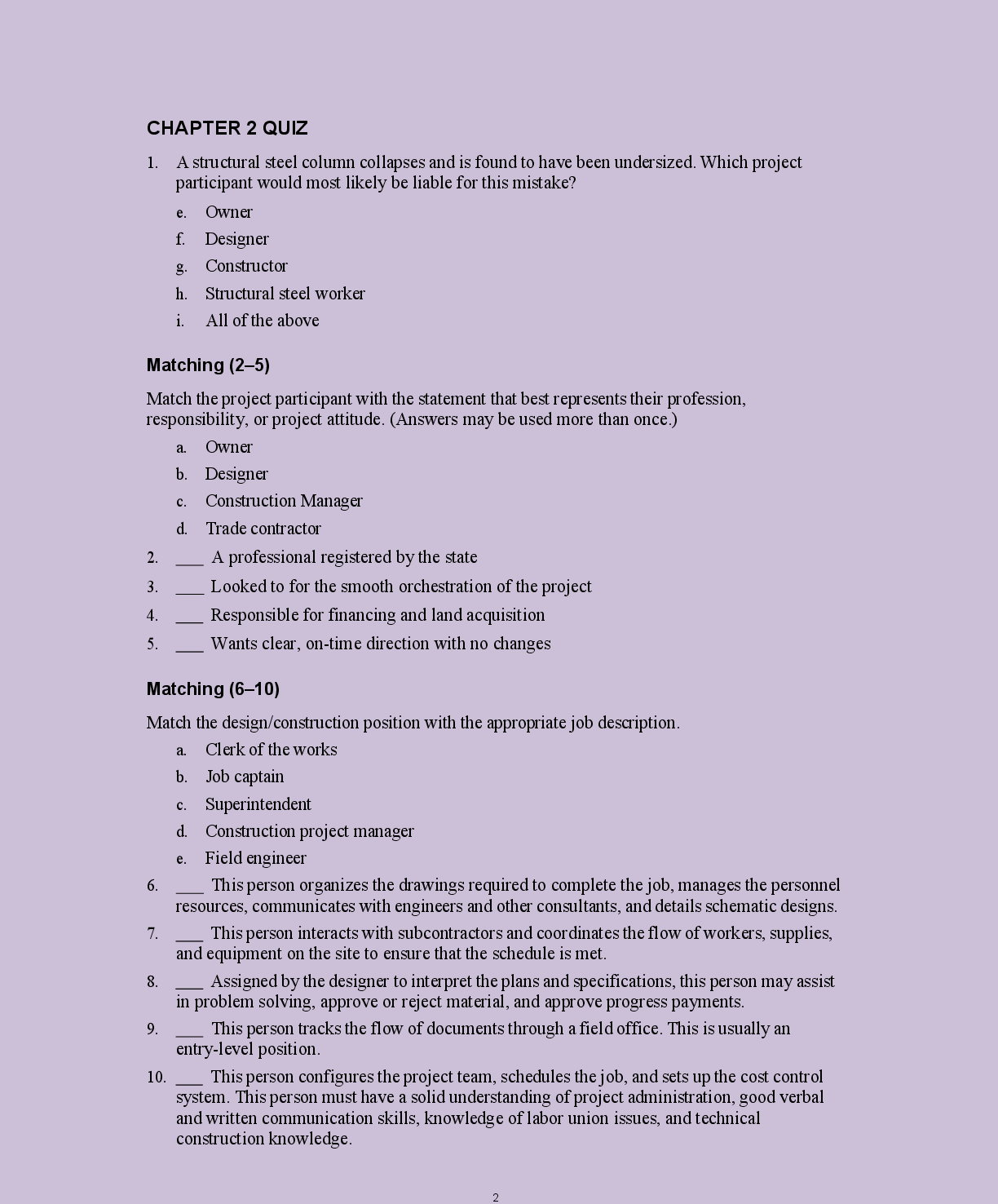 Preview page 5 of SOLUTIONS MANUAL  FOR CONSTRUCTION  PROJECT  MANAGEMENT 5TH  EDITION BY  FREDERICK  GOULD,  NANCY 2026/2027  UPDATE