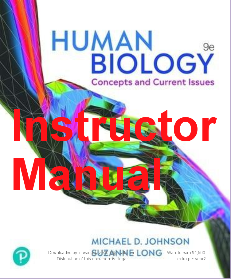 Preview page 2 of SOLUTIONS MANUAL  FOR HUMAN BIOLOGY   CONCEPTS AND  CURRENT ISSUES 9TH  EDITION  BY MICHAEL  JOHNSON 2026/2027  UPDATE