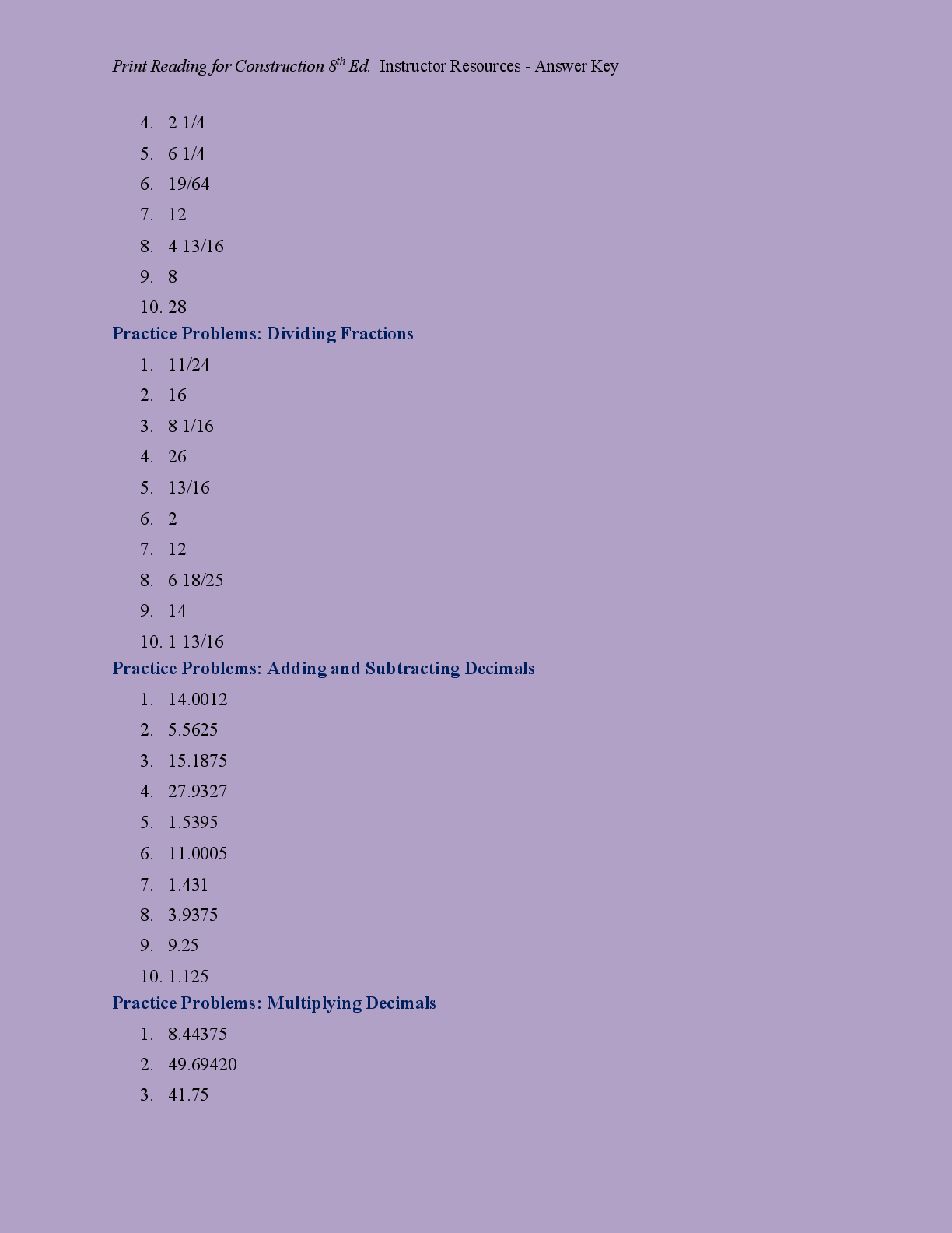 Preview page 5 of SOLUTIONS MANUAL  ANSWER KEY PRINT  READING FOR   CONTRUCTION 8TH  EDITION BY WALTER  BROWN, DANIEL  DORFMUELLER  2026/2