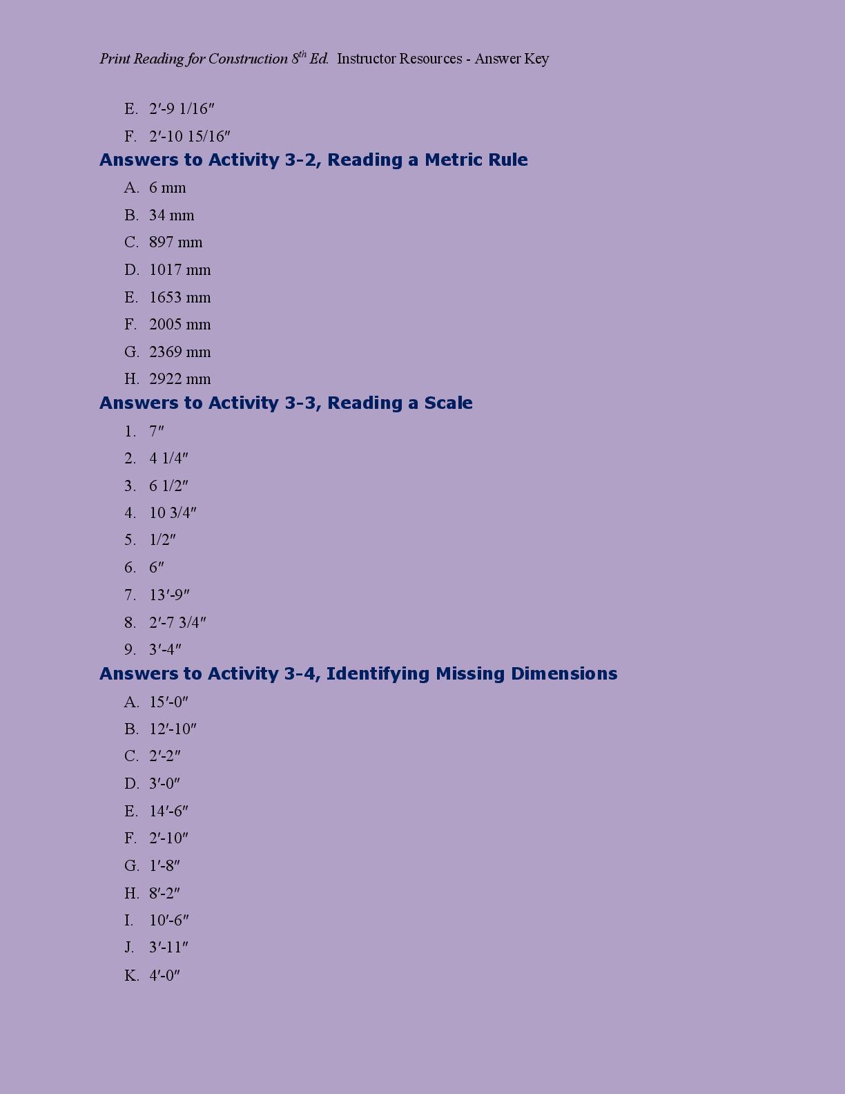 Preview page 9 of SOLUTIONS MANUAL  ANSWER KEY PRINT  READING FOR   CONTRUCTION 8TH  EDITION BY WALTER  BROWN, DANIEL  DORFMUELLER  2026/2