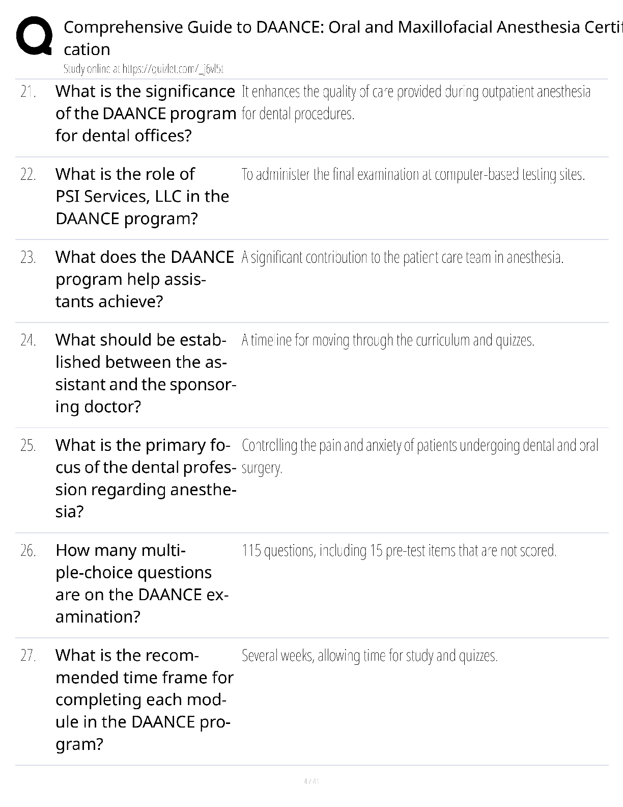 Preview page 4 of DAANCE Oral Maxillofacial Anesthesia Certification Guide / score 100% / 2025 update / exam prep study guide