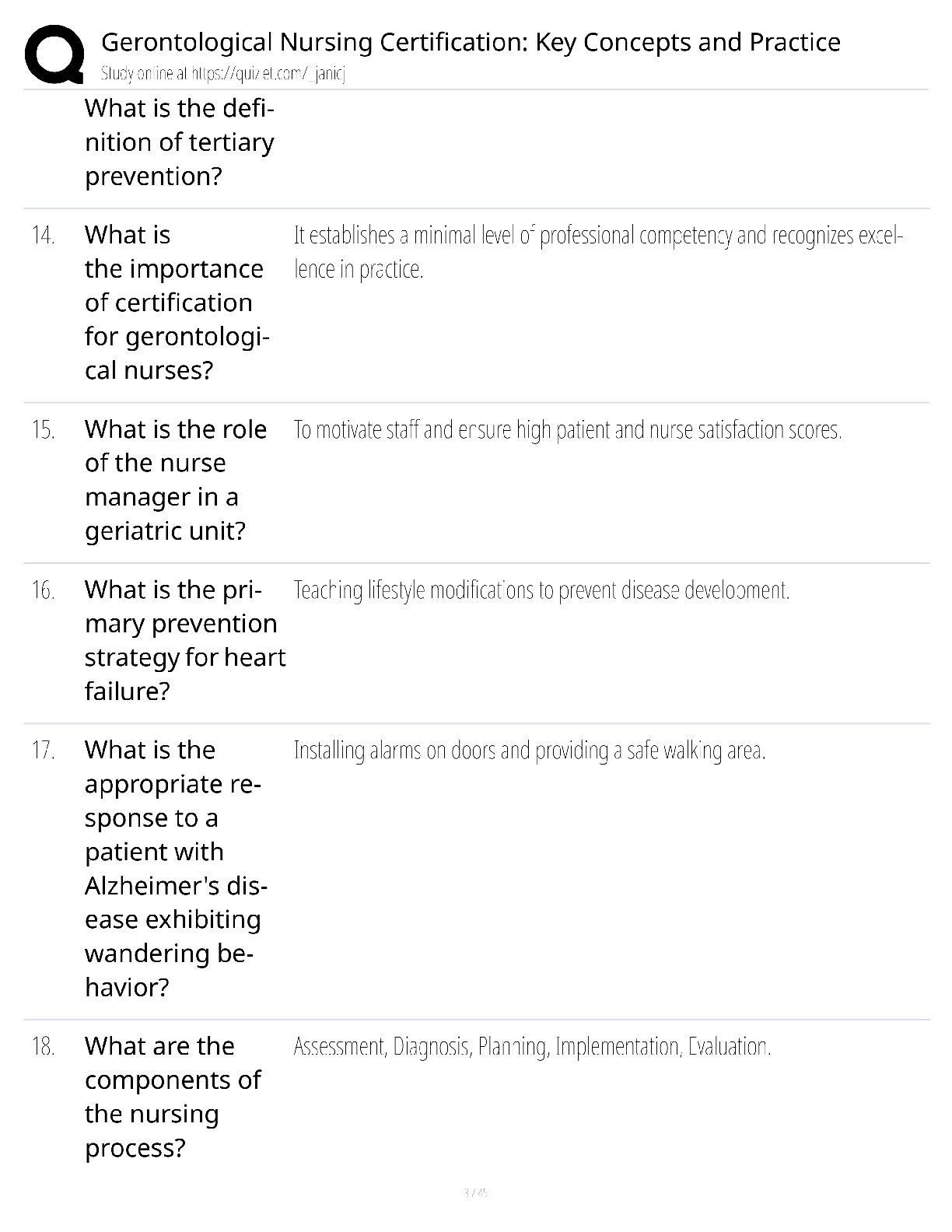 Preview page 3 of Gerontological Nursing Certification Key Concepts Practice / score 100% / 2025 update / RN-BC exam study guide