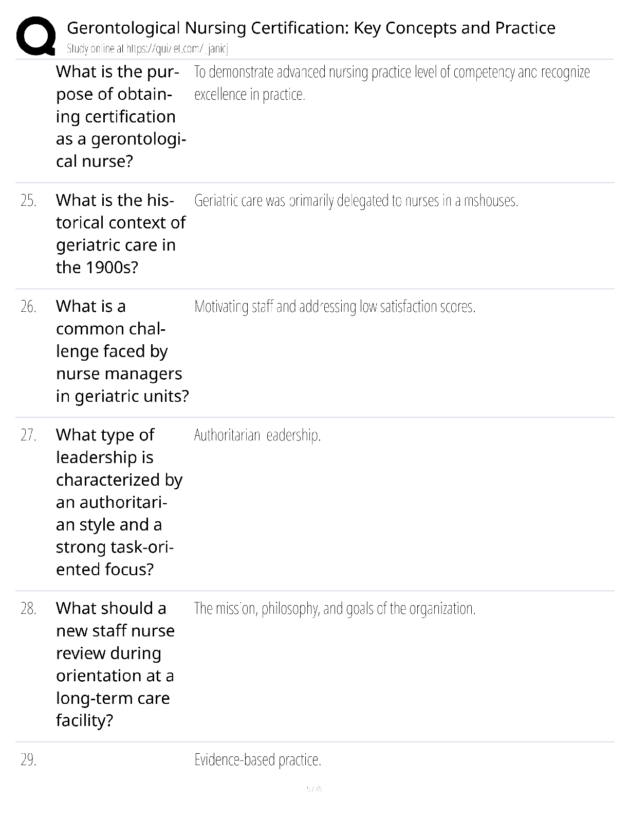 Preview page 5 of Gerontological Nursing Certification Key Concepts Practice / score 100% / 2025 update / RN-BC exam study guide