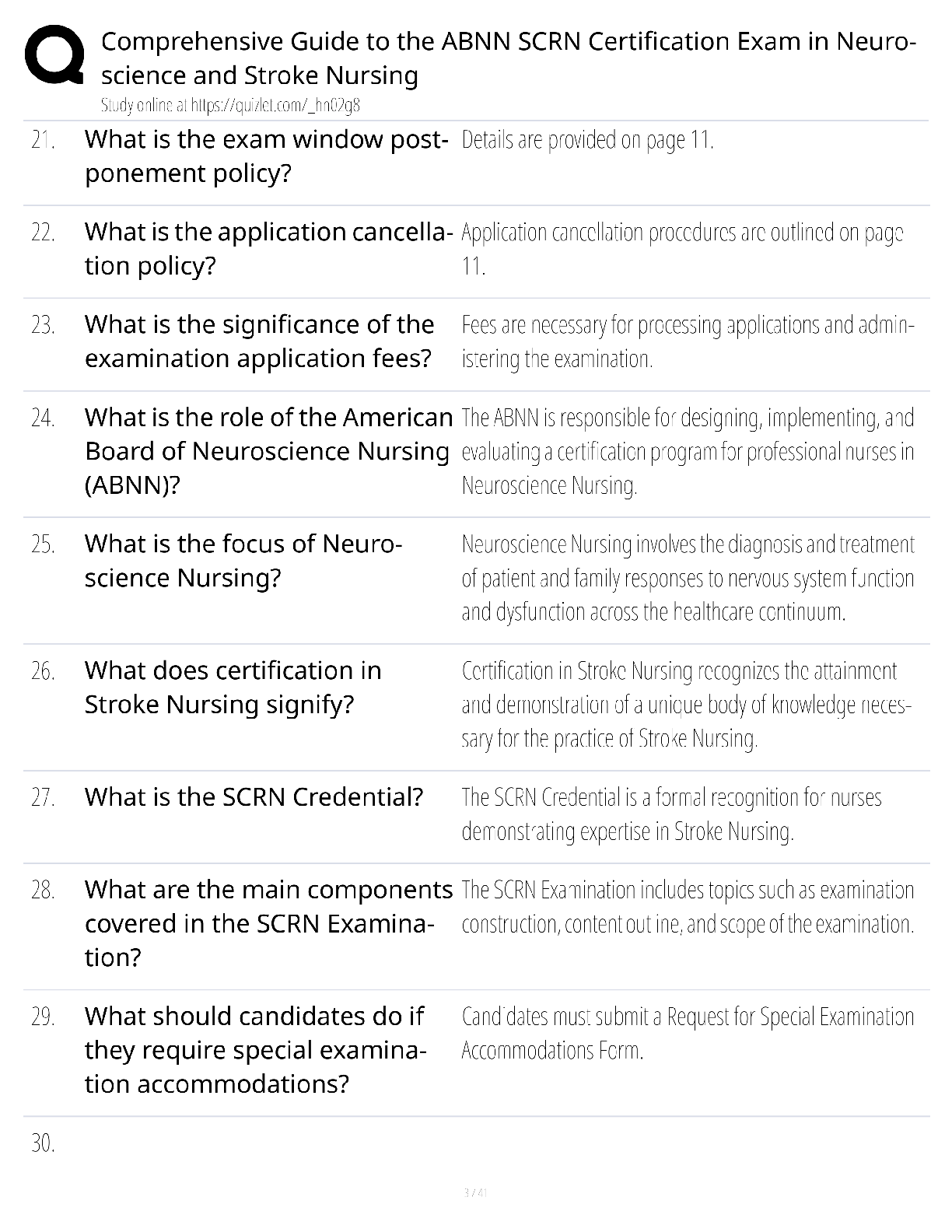 Preview page 3 of ABNN SCRN Certification Exam Neuroscience Stroke Nursing Guide / score 100% / 2025 update / study guide