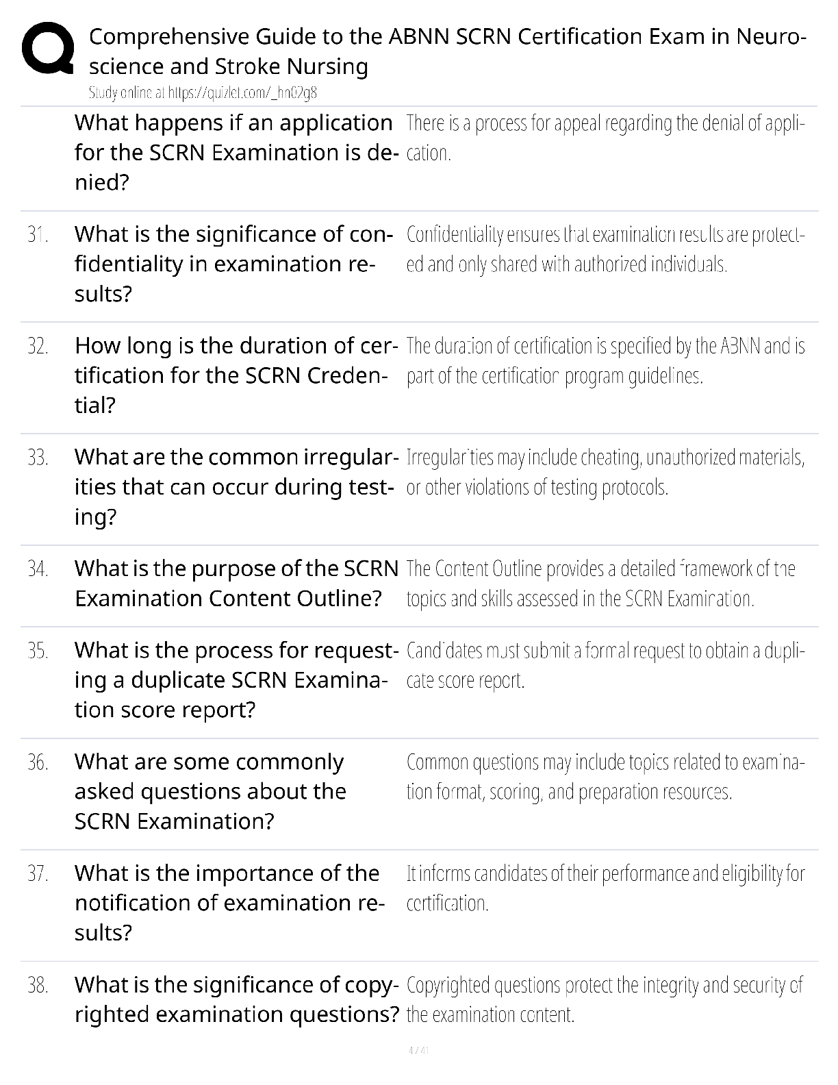 Preview page 4 of ABNN SCRN Certification Exam Neuroscience Stroke Nursing Guide / score 100% / 2025 update / study guide