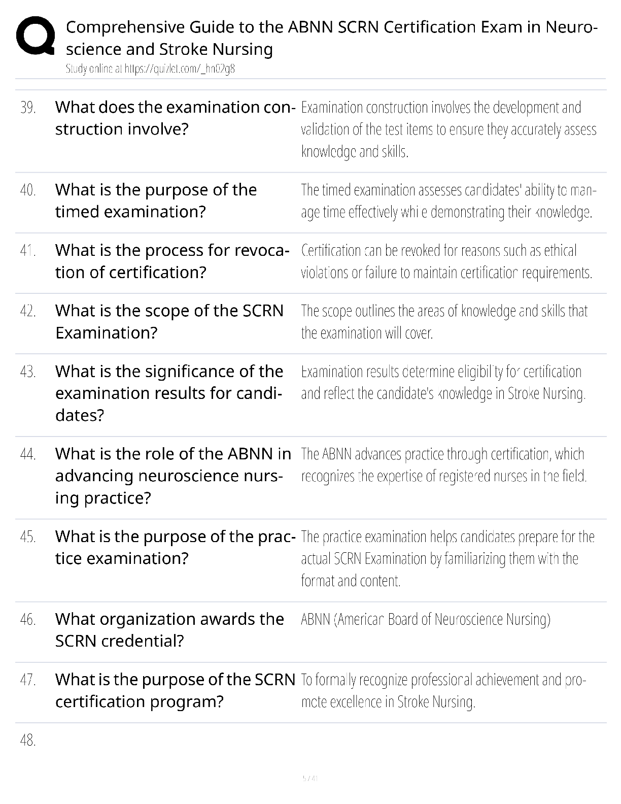 Preview page 5 of ABNN SCRN Certification Exam Neuroscience Stroke Nursing Guide / score 100% / 2025 update / study guide