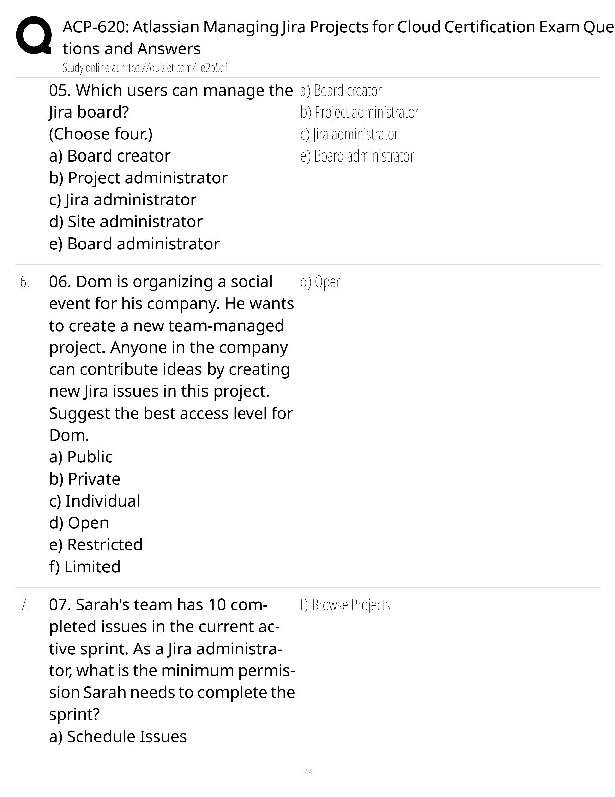 Preview page 3 of ACP-620 Atlassian Managing Jira Projects Cloud Certification / score 100% / 2025 update / exam Q&A test bank