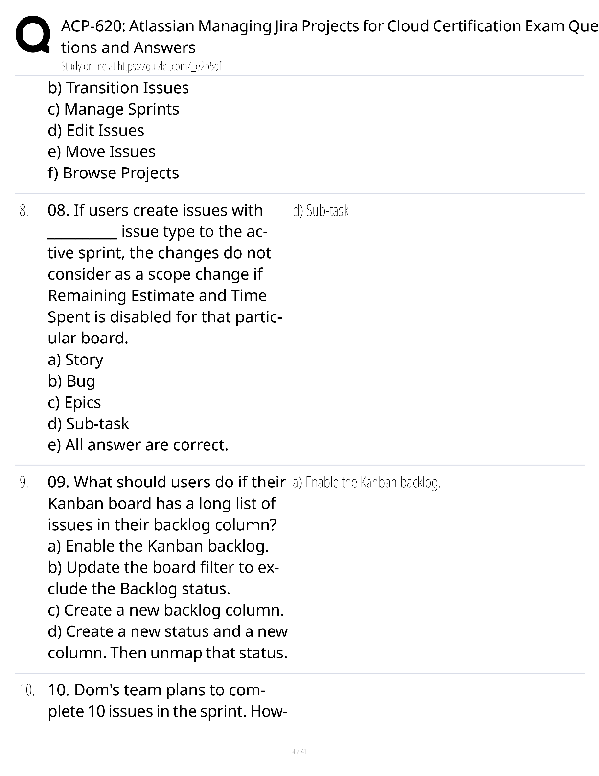 Preview page 4 of ACP-620 Atlassian Managing Jira Projects Cloud Certification / score 100% / 2025 update / exam Q&A test bank