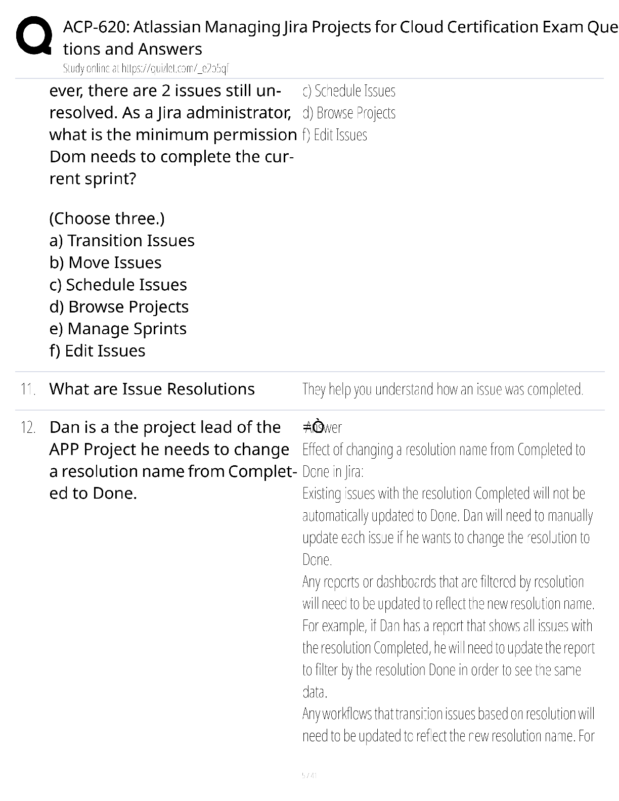 Preview page 5 of ACP-620 Atlassian Managing Jira Projects Cloud Certification / score 100% / 2025 update / exam Q&A test bank