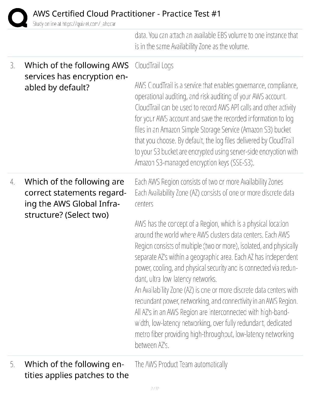 Preview page 2 of AWS Certified Cloud Practitioner Practice Test 1 / score 100% / 2025 update / CLF-C02 exam prep
