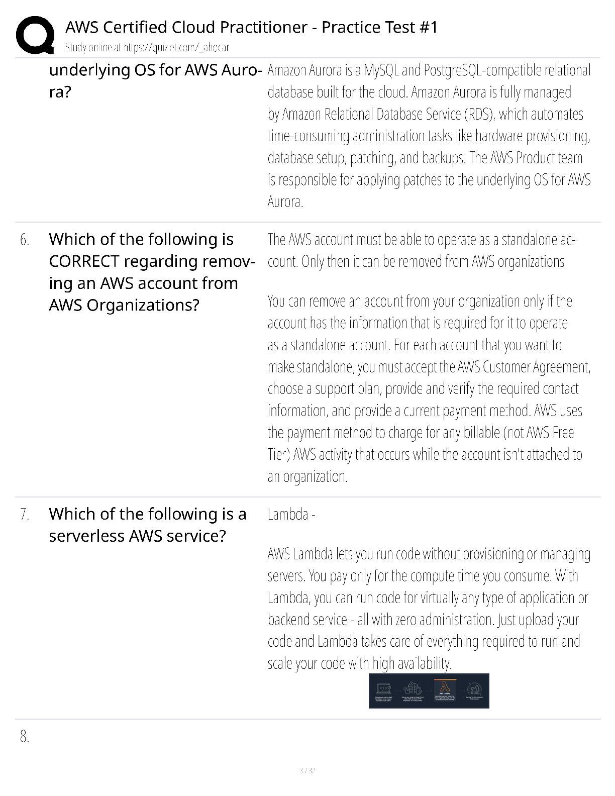 Preview page 3 of AWS Certified Cloud Practitioner Practice Test 1 / score 100% / 2025 update / CLF-C02 exam prep