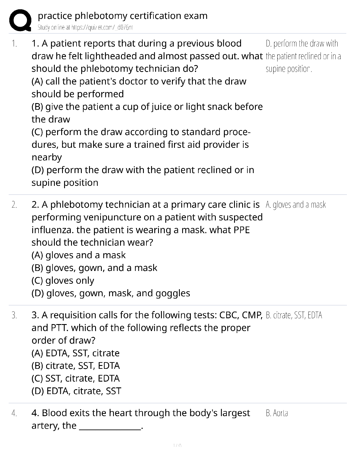 Preview of Practice Phlebotomy Certification Exam / score 100% / 2025 update / CPT test bank study guide